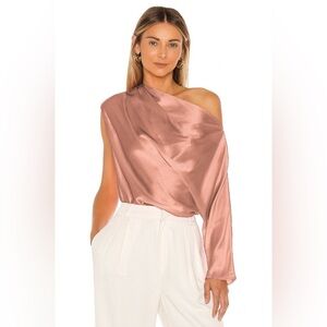 MICHELLE MASON One Sleeve Draped Top in Mink Pink